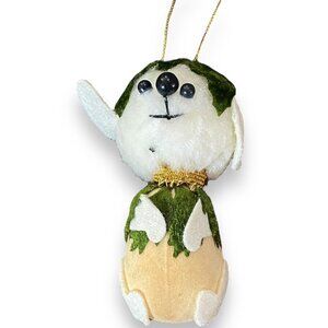 Vintage Foam/Felt Christmas Ornament Dog Puppy Animal MCM Japan Holly